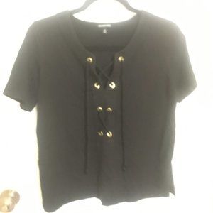 Black cross neck top